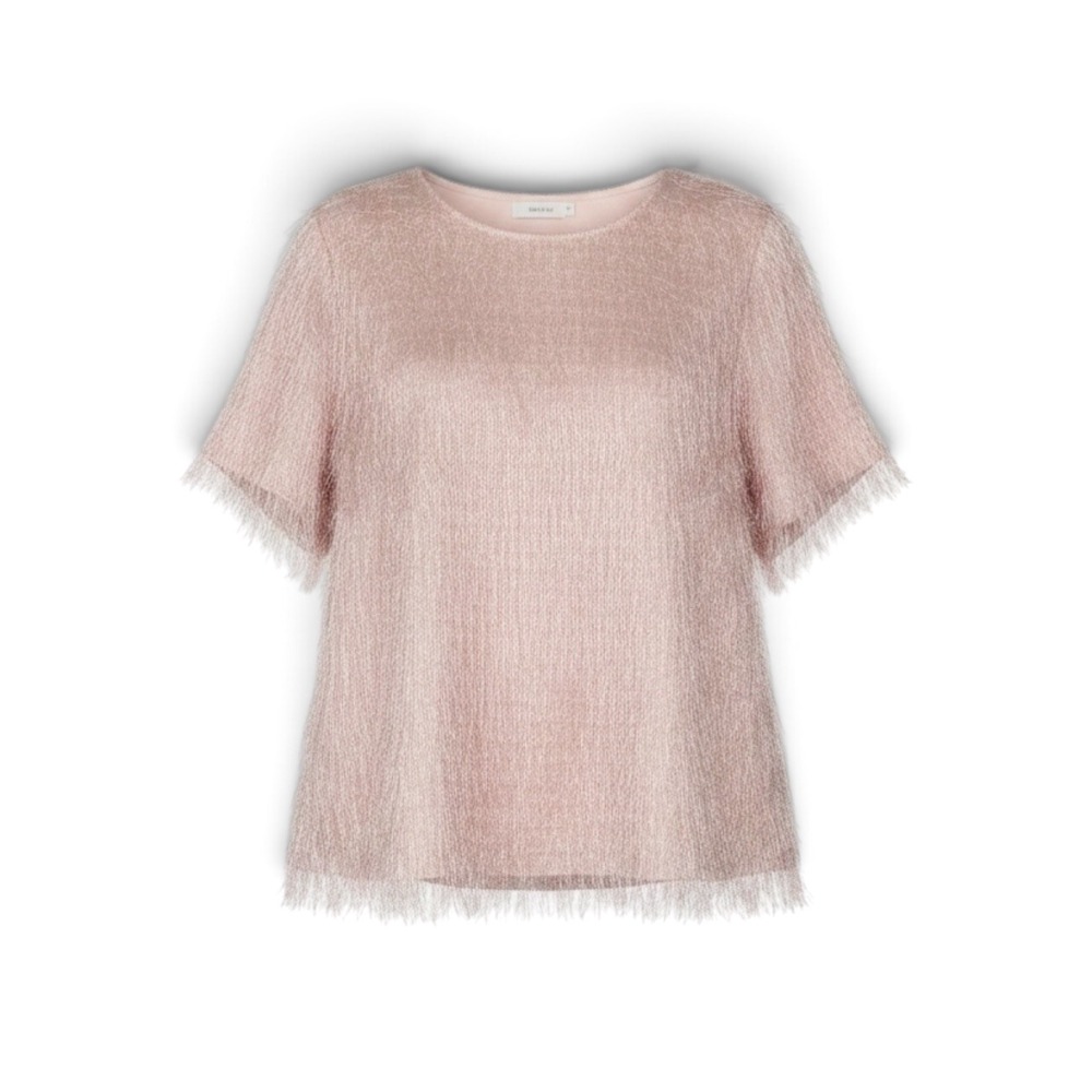 Calvin‎ Klein Blush Pink Eyelash Fringe Textured Blouse Womens EUC XL Lined